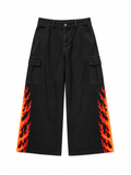 Wide Leg Flame Cargo Pants (PRE-ORDER NOW)