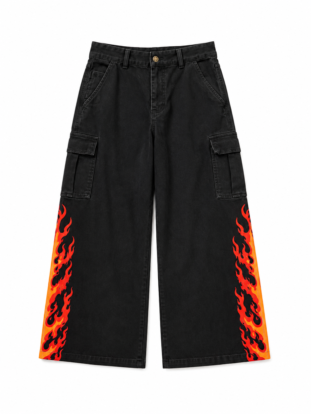 Wide Leg Flame Cargo Pants (PRE-ORDER NOW)
