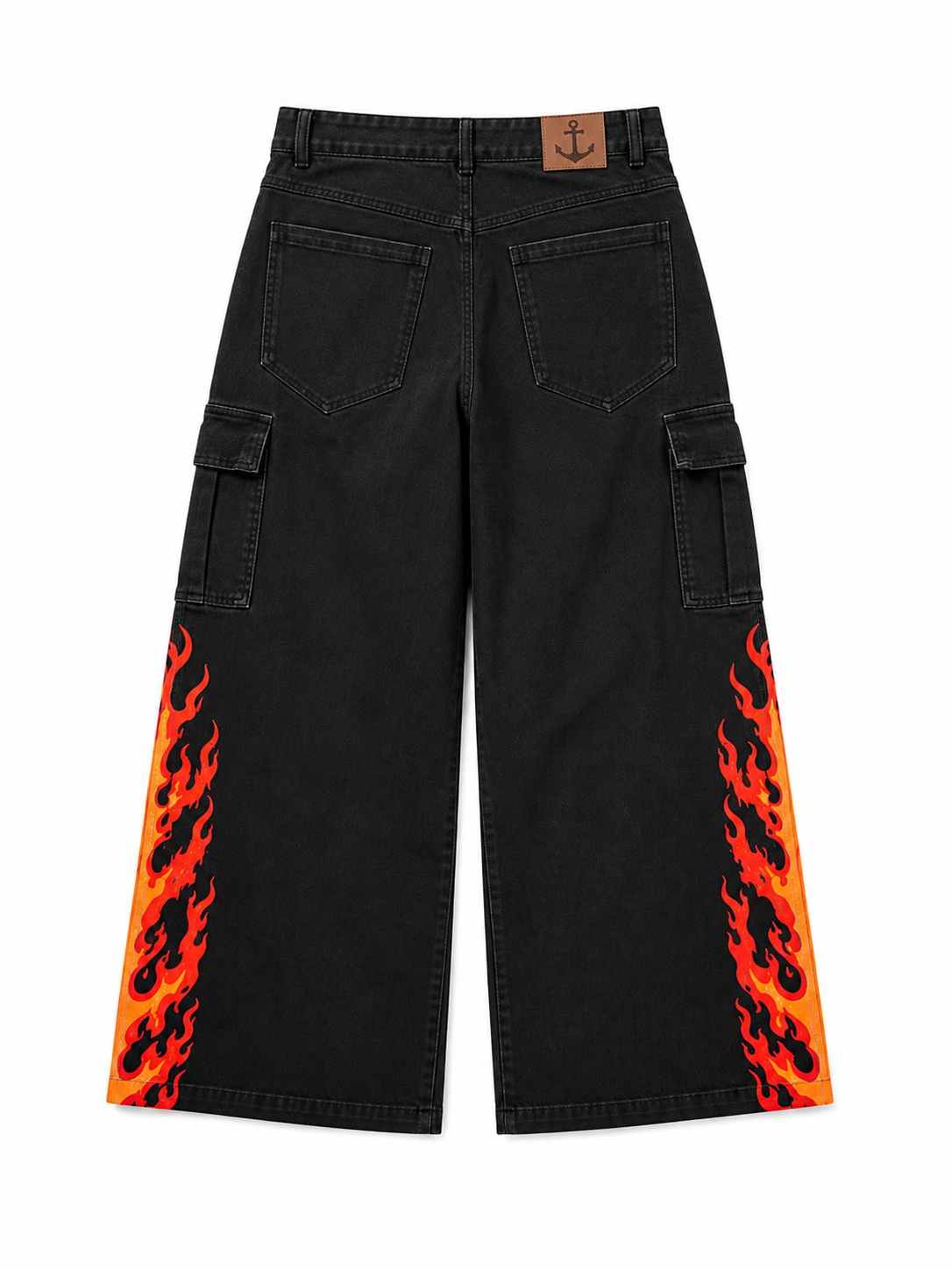 Wide Leg Flame Cargo Pants (PRE-ORDER NOW)